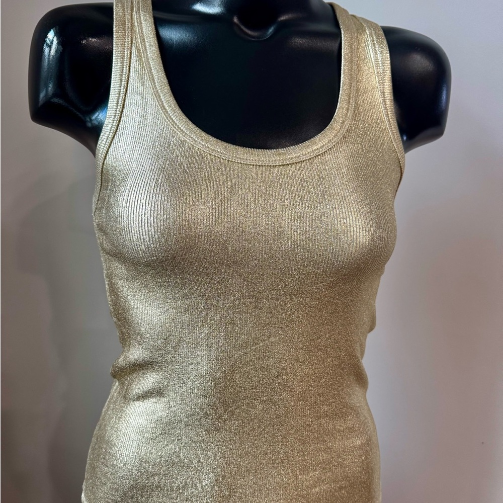 Zara gold metallic sleeves women top size small new